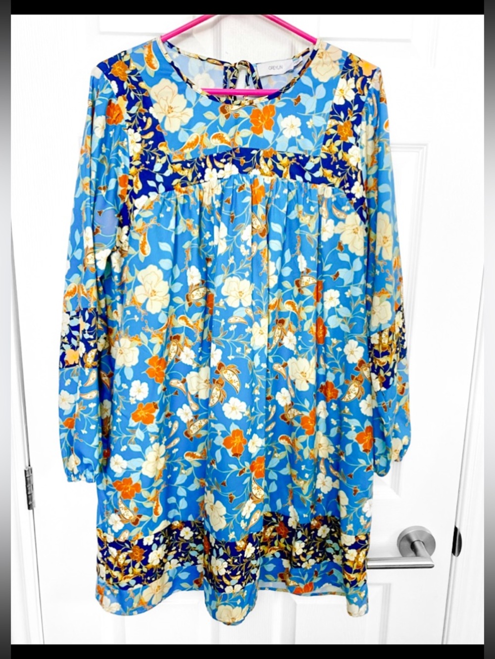 Greylin Blue Floral Dress - Like New